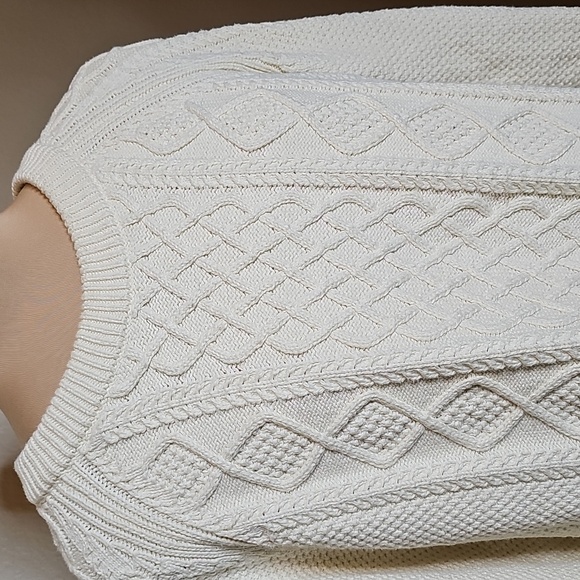 J.crew Medium Women's Cream Cotton Cable Knit Sweater - Picture 3 of 10
